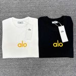 Alo 積木款壓膠 寬鬆圓領 長袖T恤