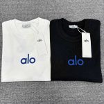 Alo 壓膠Logo印花 寬鬆圓領 長袖T恤
