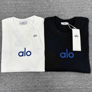 Alo 壓膠Logo印花 寬鬆圓領 長袖T恤