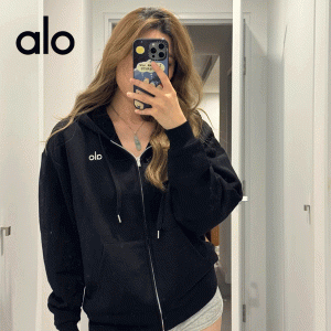 alo Yoga 秋冬款 毛圈面料 簡約連帽衛衣 拉鏈開衫外套