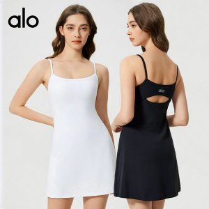 Alo Yoga 美背吊帶 防走光瑜伽網球裙 含胸墊 健身運動連衣裙 D25027