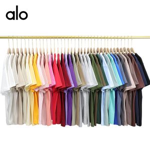 alo Yoga 純棉圓領T恤 落肩版 寬鬆休閒短袖純色上衣 DX1052