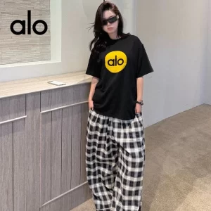歐美休閑潮牌 ALo Yoga 寬松短袖圓領T恤 百搭純棉半袖上衣